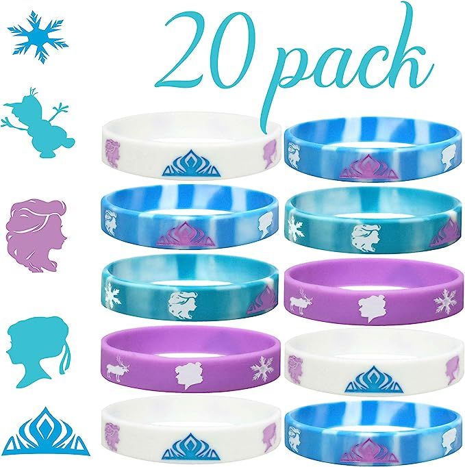 20 pc Birthday Party Favors Wristbands, Elsa, Anna Theme Party Favors (Frozen, Kids) | Amazon (US)