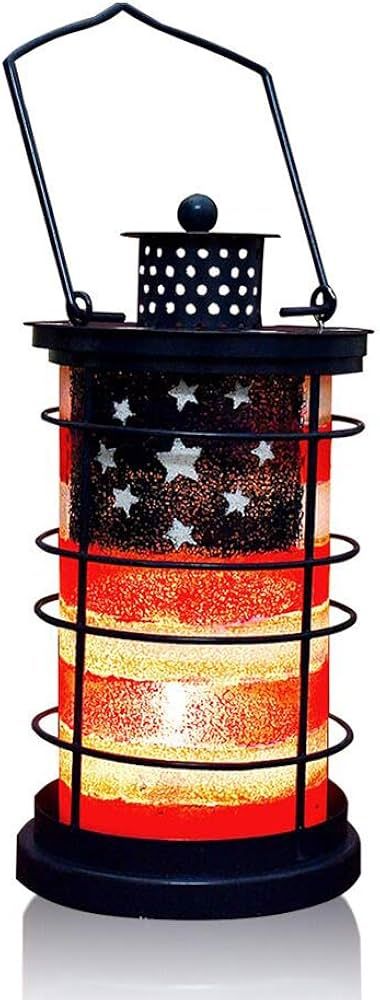 American Flag Hanging Lantern Decorative US Flag Metal Lantern Indoor Outdoor Garden Patio Tablet... | Amazon (US)