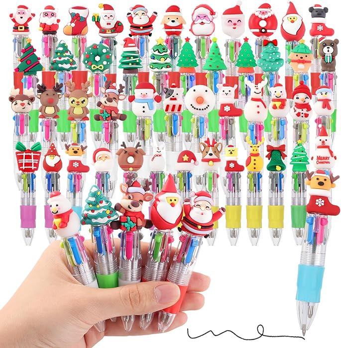 BESARME 48 Packs Christmas Multicolor Pen in One, 4-in-1 Xmas Tree Claus Christmas Gifts Stocking... | Amazon (US)