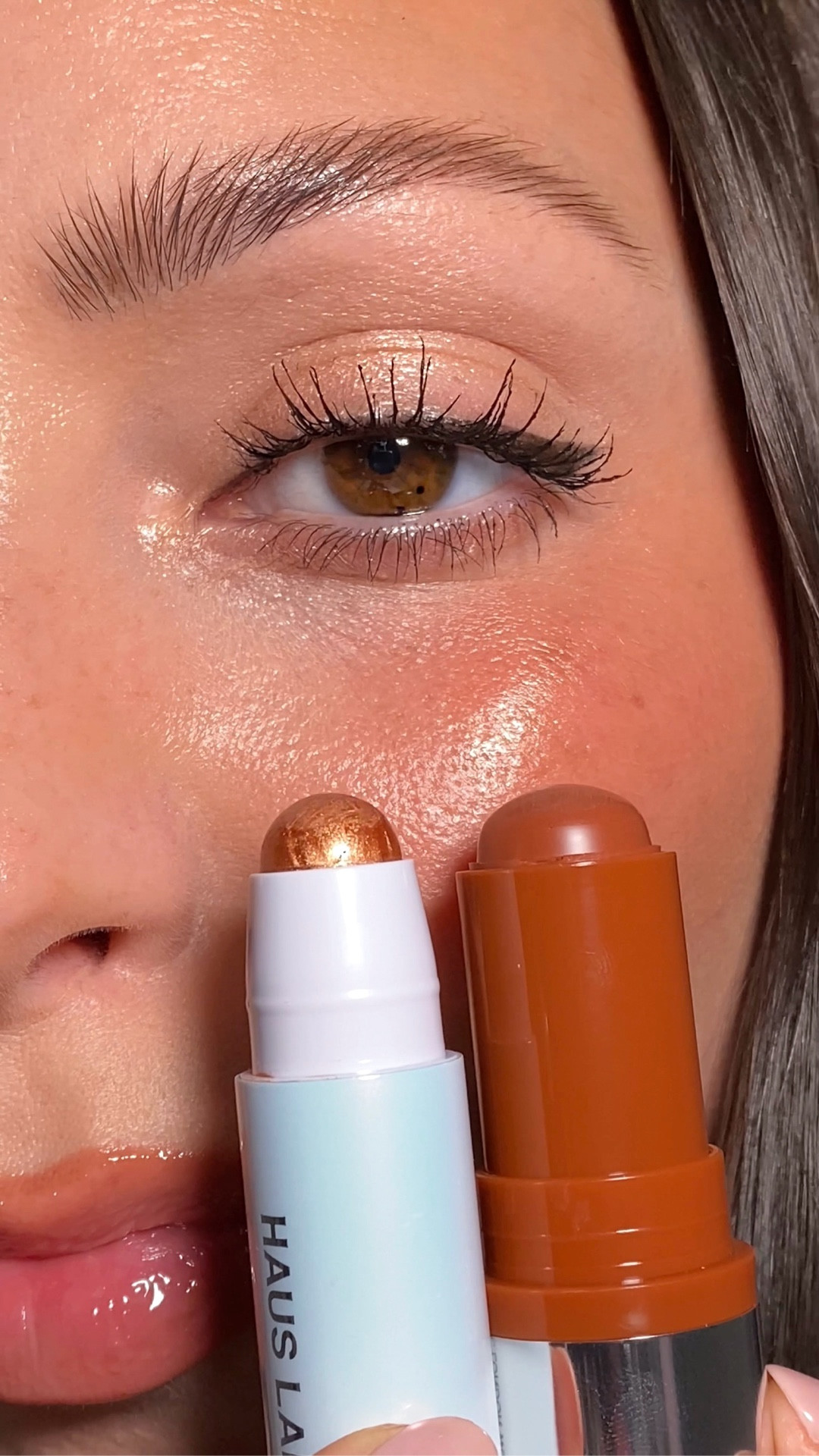 will never get over this cream blush & highlighter combo 😍✨ had to pick them up in more colors!! this blush shade reminds me of gingerbread hehe 🤎 have you tried yet? what’s your favorite shade? 

comment gingerbread to get the products sent to your inbox or find everything I use on my LTK ✨ 

winter skin, blush, highlight, glass skin, makeup tutorial, #glowymakeup #hauslabs #creamblush winter makeup, makeup ideas