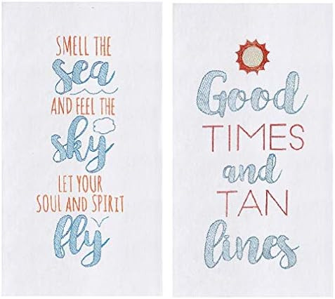 C&F 2 Piece Embroidered Summer Themed Flour Sack Kitchen Towel Set | Amazon (US)