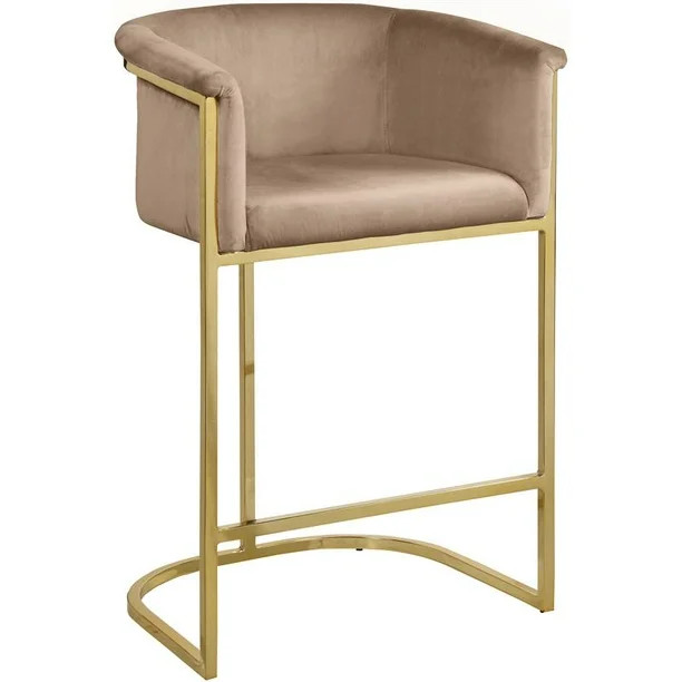 Meridian Furniture Donatella Beige Velvet Stool walmart home decor finds walmart favorites  | Walmart (US)