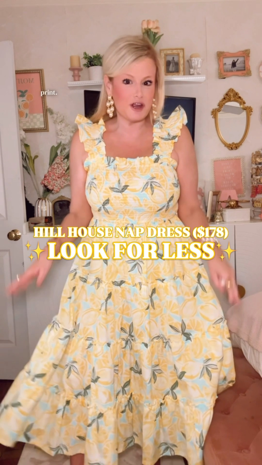Hill House Nap Dress look for less, lemon print dress, summer wedding guest dress

The Hill House Nap Dress is $178, and this $35 lemon print dress gives you that same smocked cotton midi dress look for way less. 🍋

I own a real Hill House Nap Dress, and this feels almost identical. It has all the nap dress DNA women love: smocked bodice, square neckline, bra friendly ruffle straps, pockets, tiered midi skirt, easy fit and flare shape, and 100% cotton fabric that feels light and breathable for summer.

I’m in a medium. The lemon print is pure sunshine and feels made for vacation outfits, beach trips, brunch, graduation parties, baby showers, bridal showers, summer wedding guest outfits, date night outfits, resort dinners, garden parties, and cute everyday summer outfits. It also comes in a palm tree print if you want more tropical vacation energy. 🌴

This is the kind of dress that looks like it should cost way more than $35. Pretty enough for events, comfortable enough for daytime, and cheerful enough to make every summer plan feel a little more like sunshine and lemonade. 🍋

If you’re searching for Hill House Nap Dress look for less, Hill House inspired dress, smocked midi dress, lemon print dress, cotton summer dress, ruffle strap dress, square neck dress, tiered midi dress, summer dresses women, wedding guest dress summer, summer wedding guest dress, graduation dress, graduation guest outfit, baby shower dress, bridal shower dress, vacation dress women, beach vacation outfit, resort wear women, date night outfit, brunch dress, summer outfit, or affordable designer look for less, this $35 dress is such a great Hill House nap dress look for less! 🍋

#LTKFindsUnder50 #HillHouse #NapDress #LookForLess #SummerDress #WeddingGuestDress #GraduationDress #VacationOutfit #ResortWear #BelkFinds

#LTKSaleAlert #LTKTravel #LTKWedding