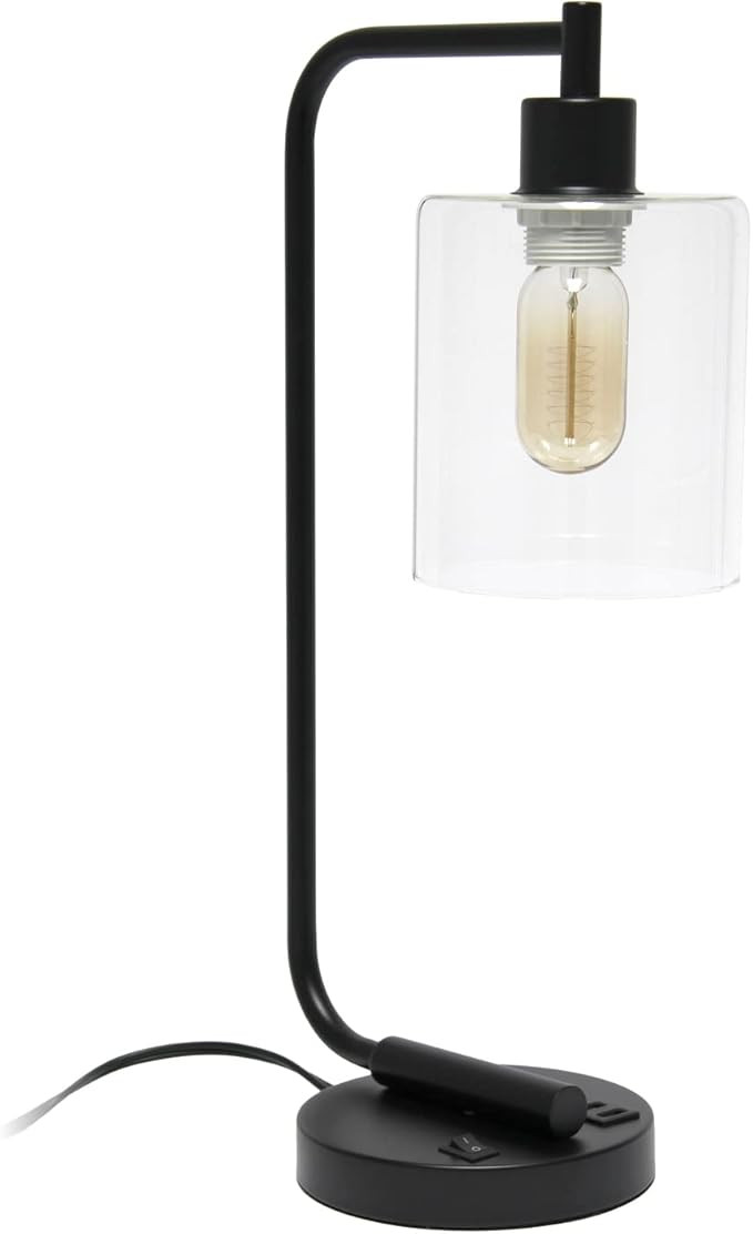 Simple Designs LD1066-BLK Bronson Antique Style Industrial Iron Lantern Desk Bedside Table Lamp w... | Amazon (US)