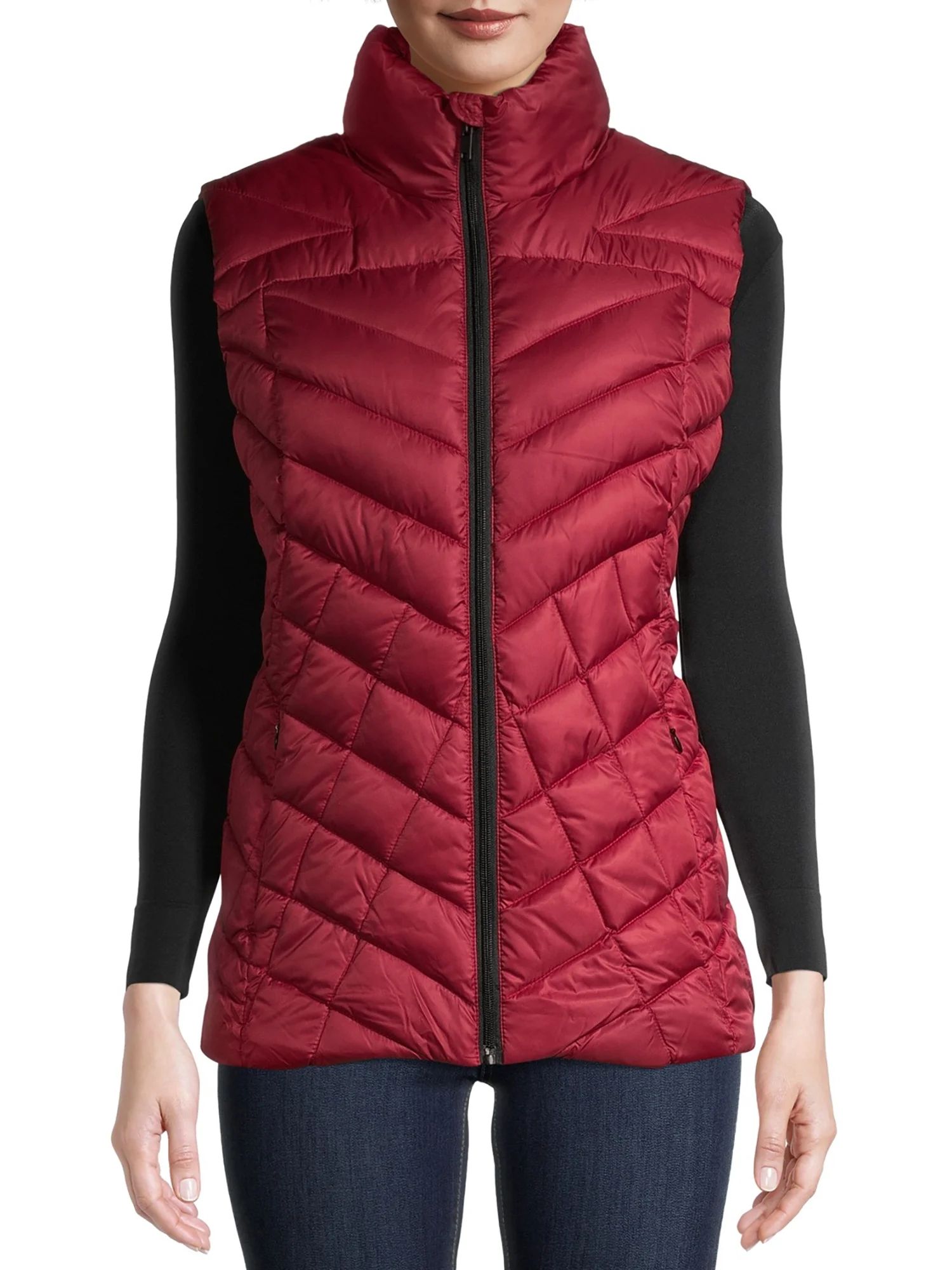 Big Chill Women's Down Chevron Quilted Puffer Vest - Walmart.com | Walmart (US)