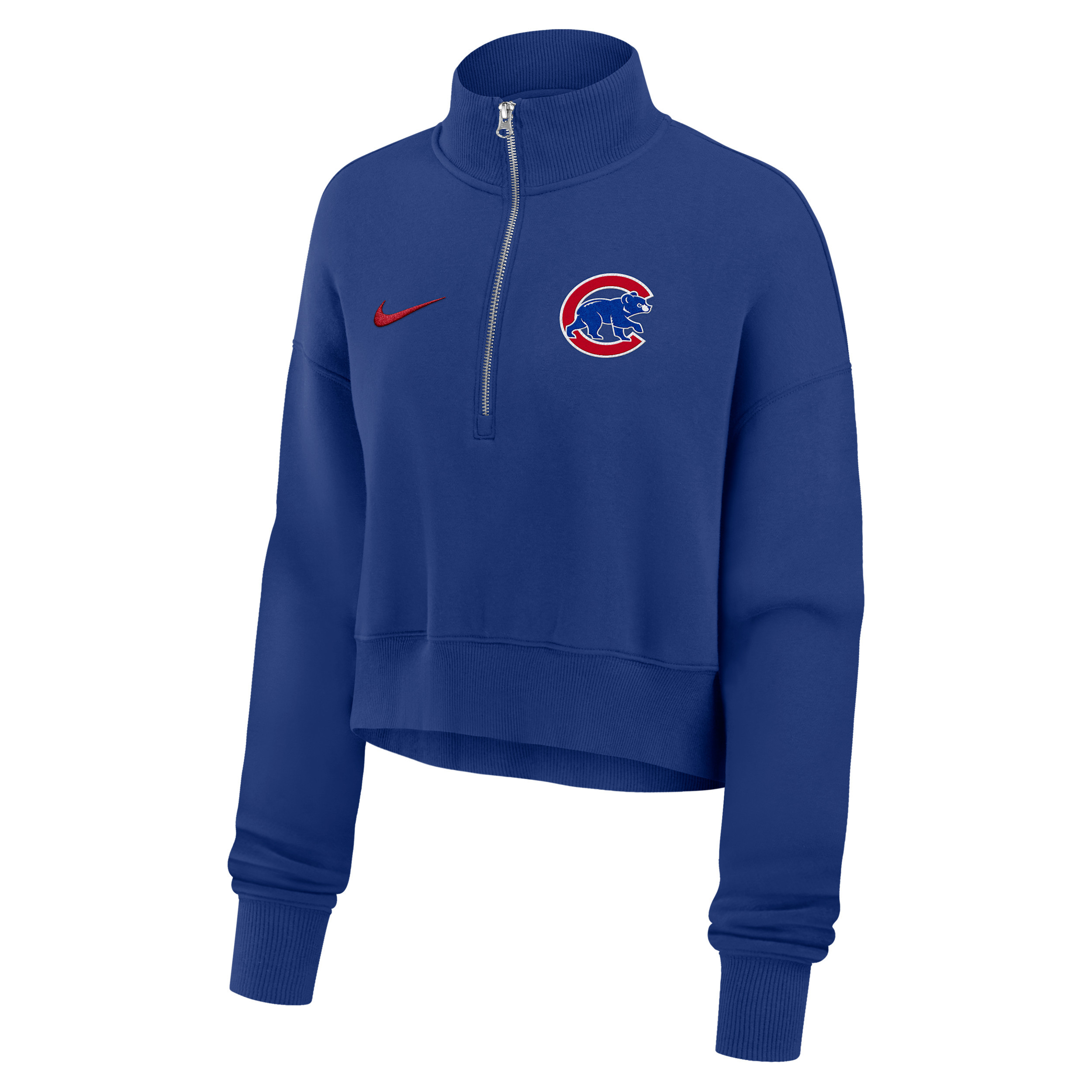 Chicago Cubs Phoenix Nike Women's MLB Cropped 1/4-Zip Crew in Blue | 01N94EWEJ-LMW | Nike (US)