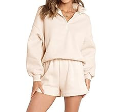 AUTOMET Women's Oversized 2 Piece Lounge Matching Sets Half Zip Sweatshirts Sweatsuit | Amazon (US)