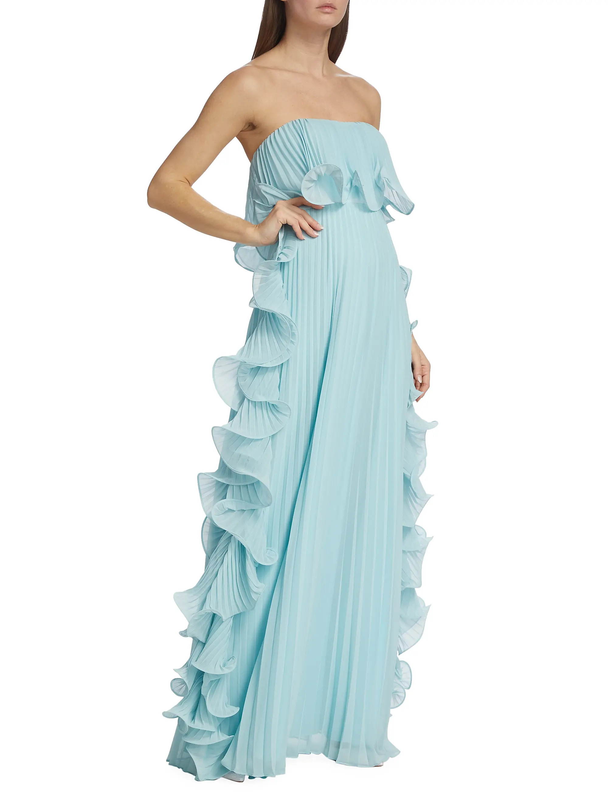 Strapless Pleated Ruffle Gown | Saks Fifth Avenue
