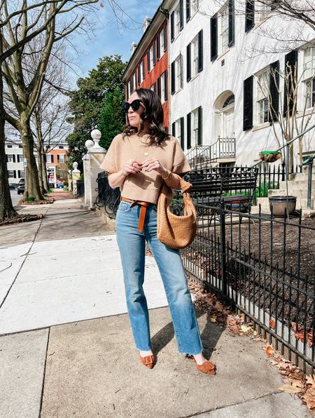 Spring outfits, straight leg jeans, neutral accessories 

#LTKSeasonal #LTKover40
