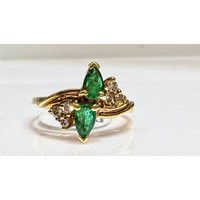 Emerald & Diamond Ring in 18K Gold, Vintage Yellow Diamonds | Etsy (US)