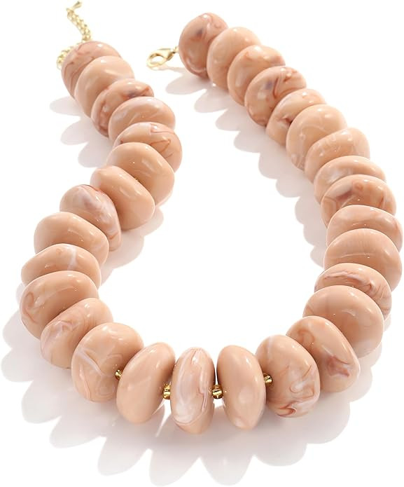 Colorful Chunky Beaded Necklace for Women,Large Acrylic Bead Choker Statement Necklace Cute Trend... | Amazon (US)
