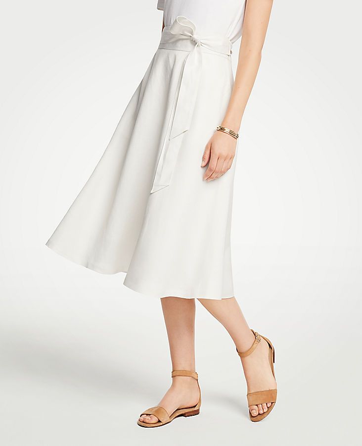 Linen Blend Tie Waist Skirt | Ann Taylor (US)