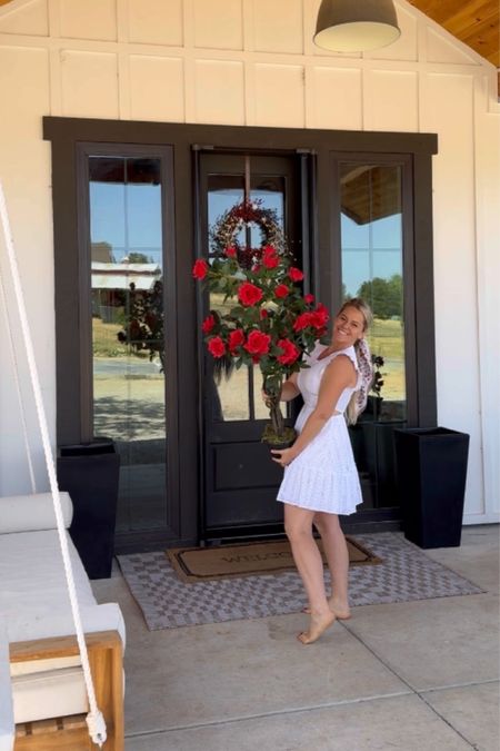 Front porch red roses upgrades 🌹 for holidays 