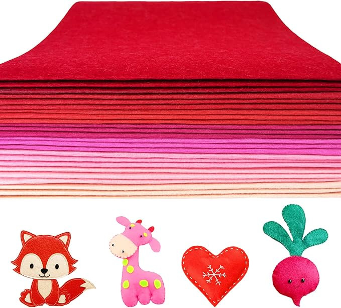 24 Pcs 11.8 x 35.4 Inch Wool Blend Felt Sheets for Crafts, 8 Color 1mm Thickness Red Pink Assorte... | Amazon (US)