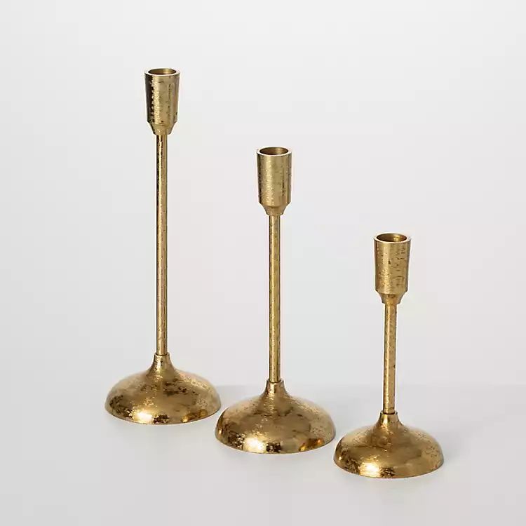 New! Gold Mod Taper Candle Holders, Set of 3 | Kirkland's Home