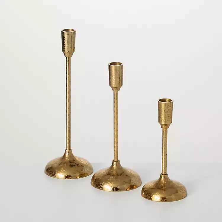 Gold Mod Taper Candle Holders, Set of 3 | Kirkland's Home