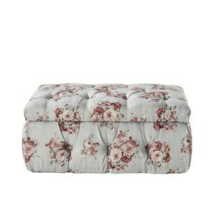 Jahlil Manor Floral Ottoman Upholstered Linen 36.4 L x 25 W x 17 H | The Home Depot