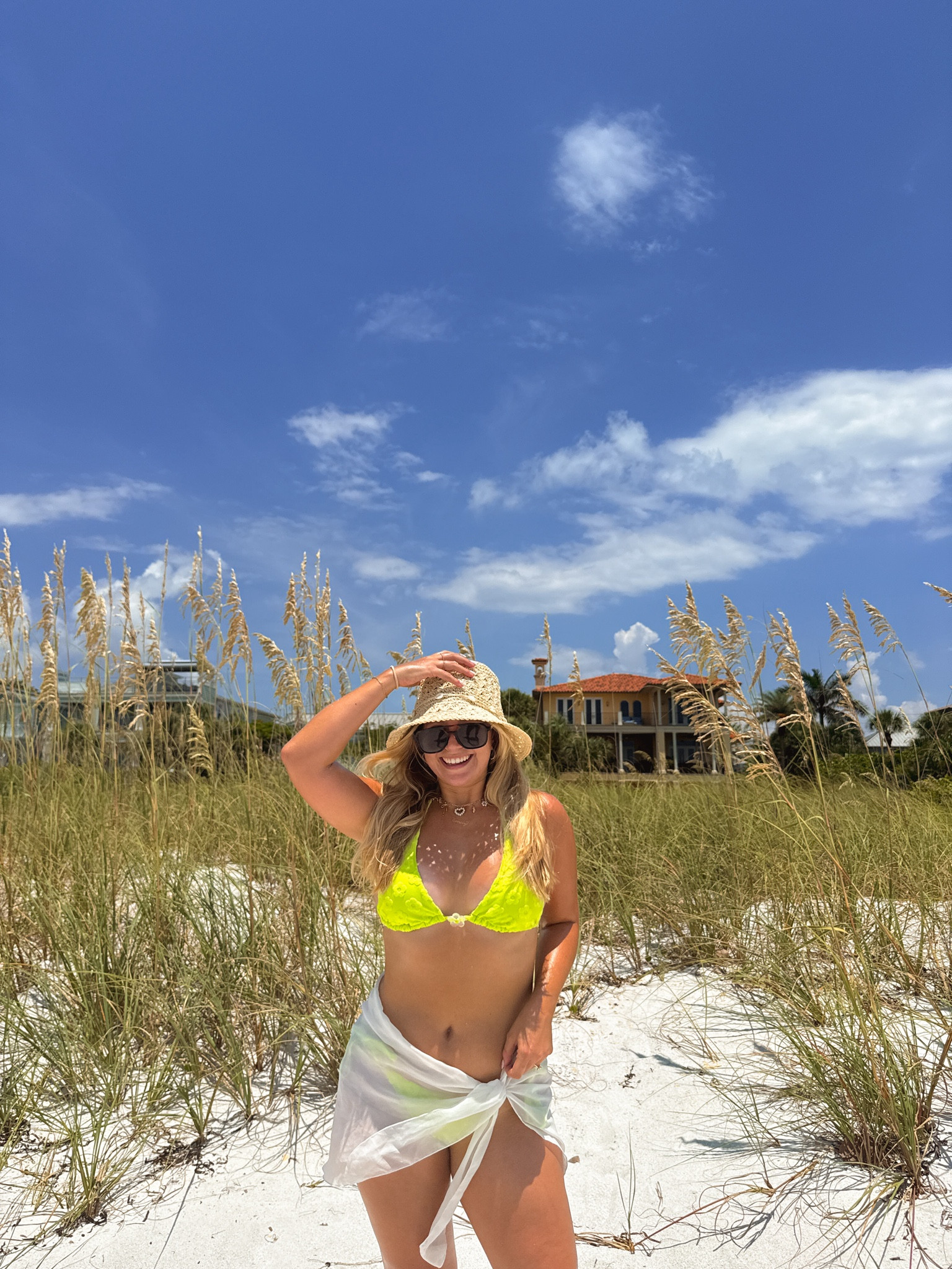 Beach aesthetic, straw bucket hat, sarong, aviator sunglasses, neon bathing suit, swimsuit, summer fashion, summer bikini, amazon outfit, charm necklace 

#LTKSwim #LTKStyleTip #LTKFindsUnder50