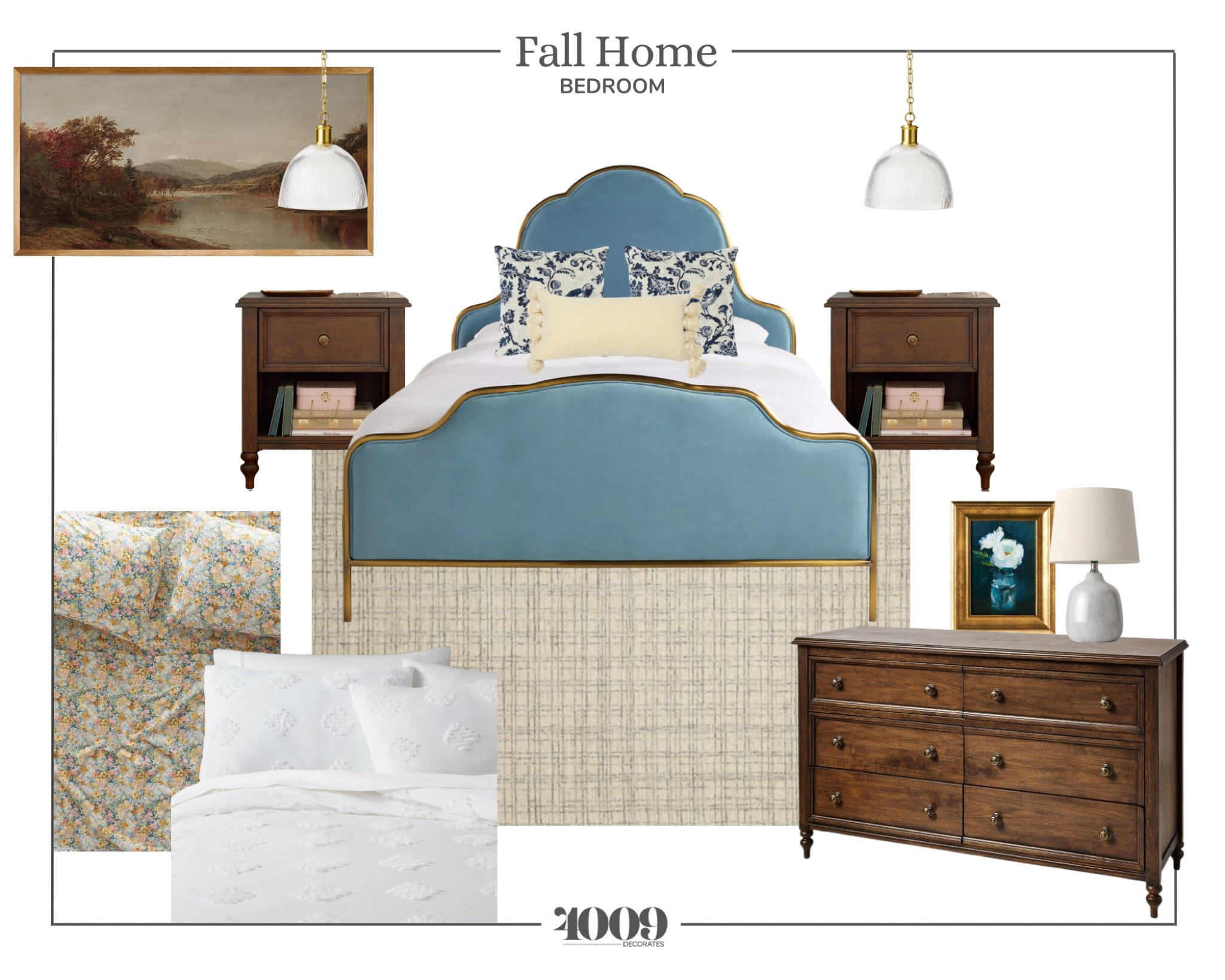 Bedroom inspo for fall and beyond. 
This gorgeous Anthropologie Fenna bed is a showstopper. 

Plaid rug, Chris loves Julia x Loloi, pottery barn kids, pendant lights, vintage art, floral sheets

#LTKfamily #LTKhome #LTKkids