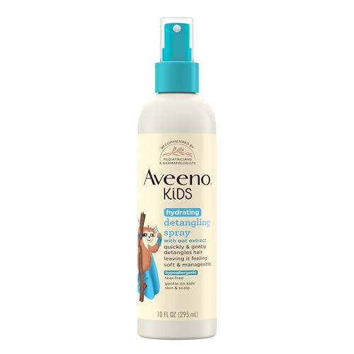 Aveeno Kids Hydrating Detangling Spray with Oat Extract, Quickly Detangles Hair, Tear-Free, Gentle on Sensitive Skin & Scalp, Detangler Spray for Kids, Hypoallergenic, 10 fl. oz | Amazon (US)