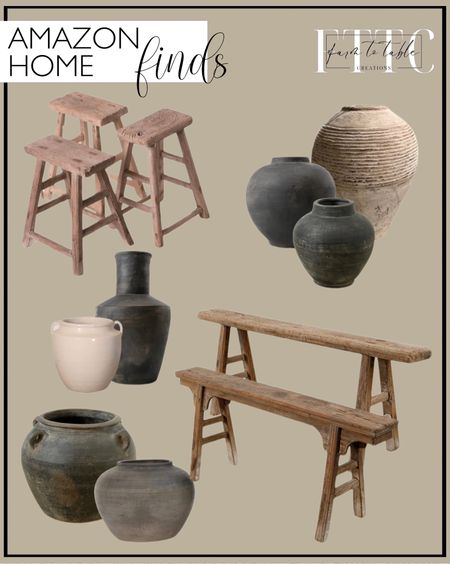 Amazon Home Finds. Follow @farmtotablecreations on Instagram for more inspiration.

Vintage Noodle, Weathered Natural Wood Finish Skinny Bench. Rectangular Rustic Vintage Stool,Weathered Natural Wood Finish.  Large Gray Pottery Indoor Outdoor Vintage Water Jar w/4 Handles. Small Charcoal/Gray Ceramic Indoor Outdoor Vintage Pottery Jar. Off White Pottery Antique Tribe Water with Stripes. Small Pottery Apple-Shaped Pot. Vintage Noodle Front Panel, Weathered Natural Wood Finish (Size & Color Vary) Indoor Bench. Earthy Gray Long Neck Pottery. Artissance Pot with Two Handles. Amazon Home. Amazon Vintage Decor. Amazon Must Haves  

#LTKStyleTip #LTKSaleAlert #LTKHome