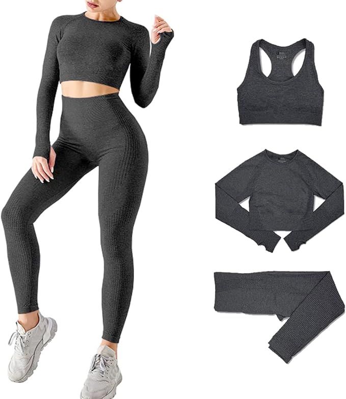 DONYKARRY 2/3pcs Gym Sets for Women Seamless Tracksuit Womens Full Set Outfits Workout Joggers Yo... | Amazon (UK)