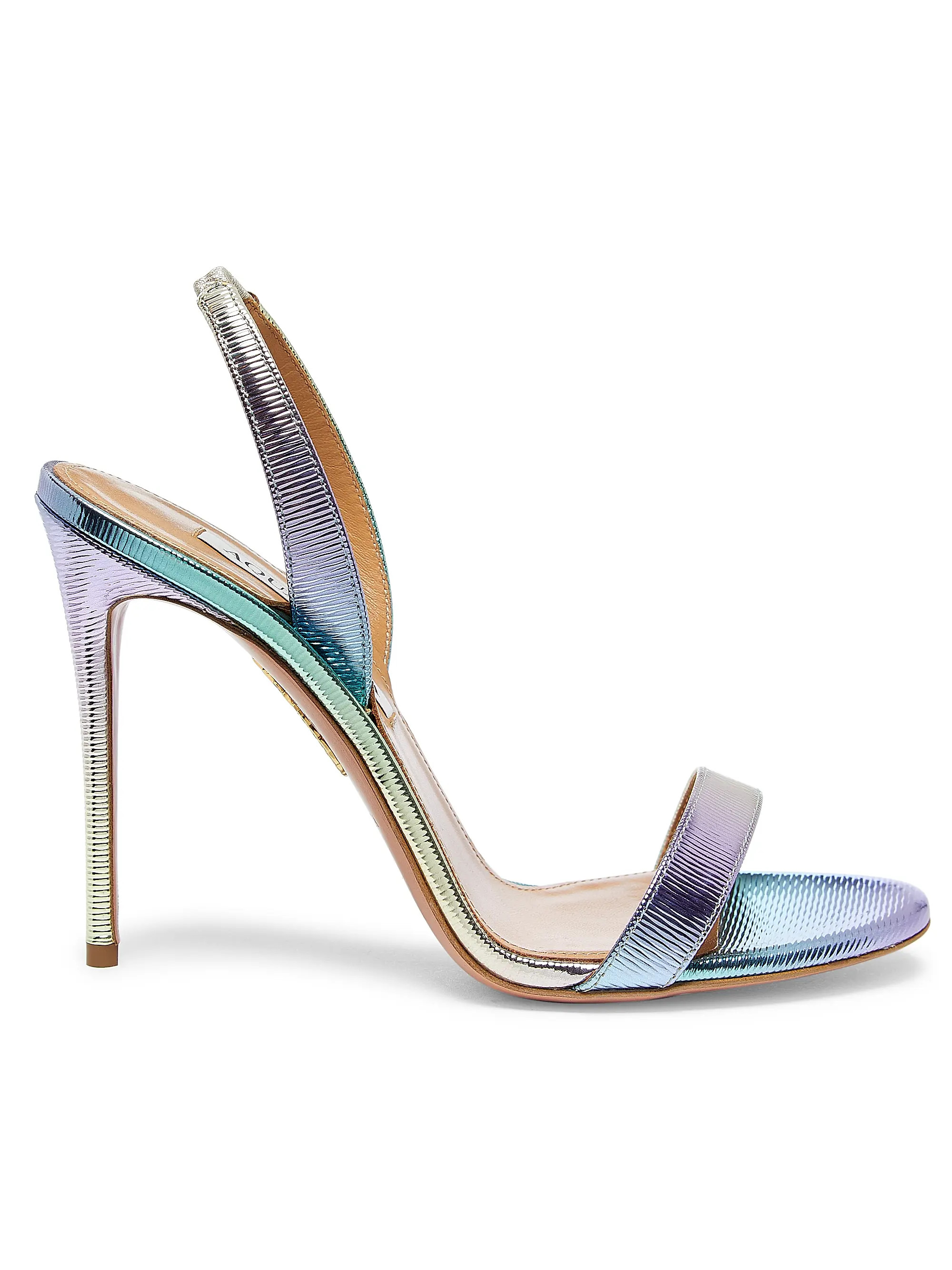 Shop Aquazzura So Nude Meadow 105MM Leather Sandals | Saks Fifth Avenue | Saks Fifth Avenue