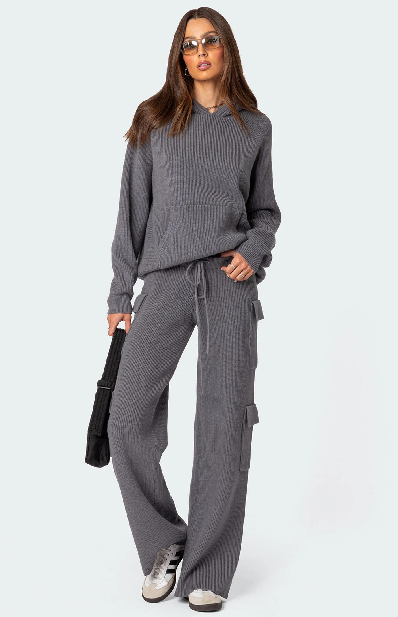 Edikted Women's Wynter Oversized Knit Hoodie in Gray - Size Small | PacSun