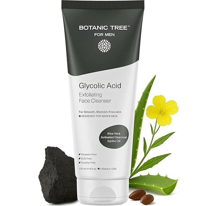 Botanic Tree Glycolic Acid Face Wash for Men - Facial Cleanser, Scrub - 10% Glycolic Acid with Ac... | Amazon (US)