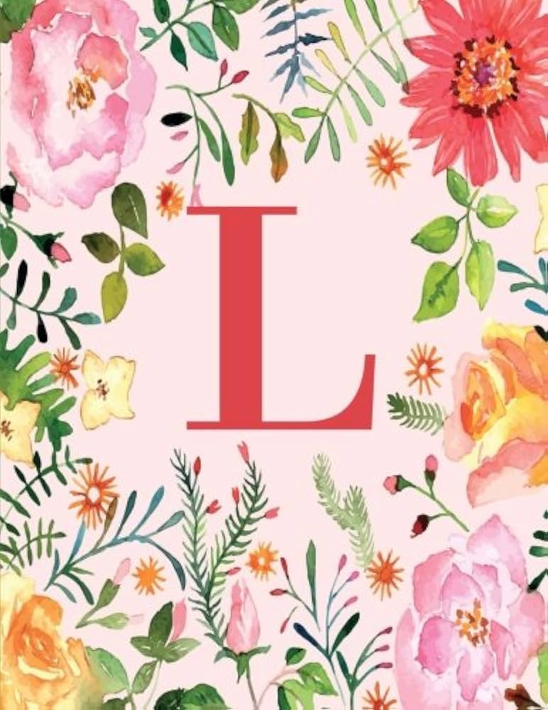 L: Monogram Initial L Notebook for Women and Girls, Pink Floral 8.5 x 11 | Amazon (US)