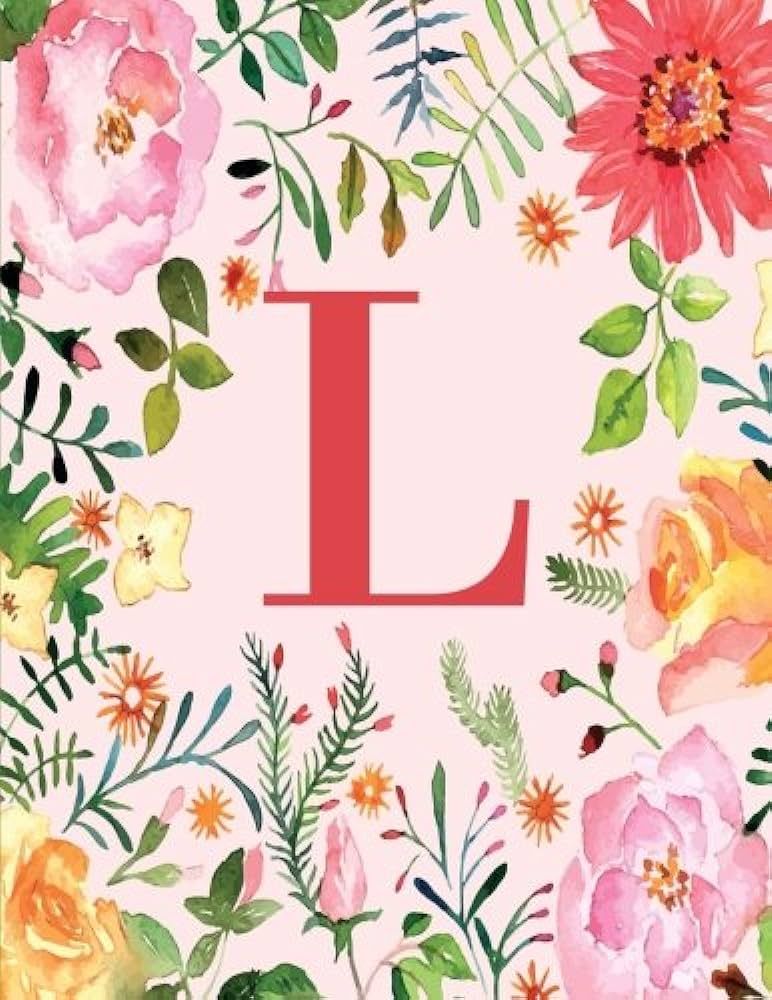 L: Monogram Initial L Notebook for Women and Girls, Pink Floral 8.5 x 11 | Amazon (US)