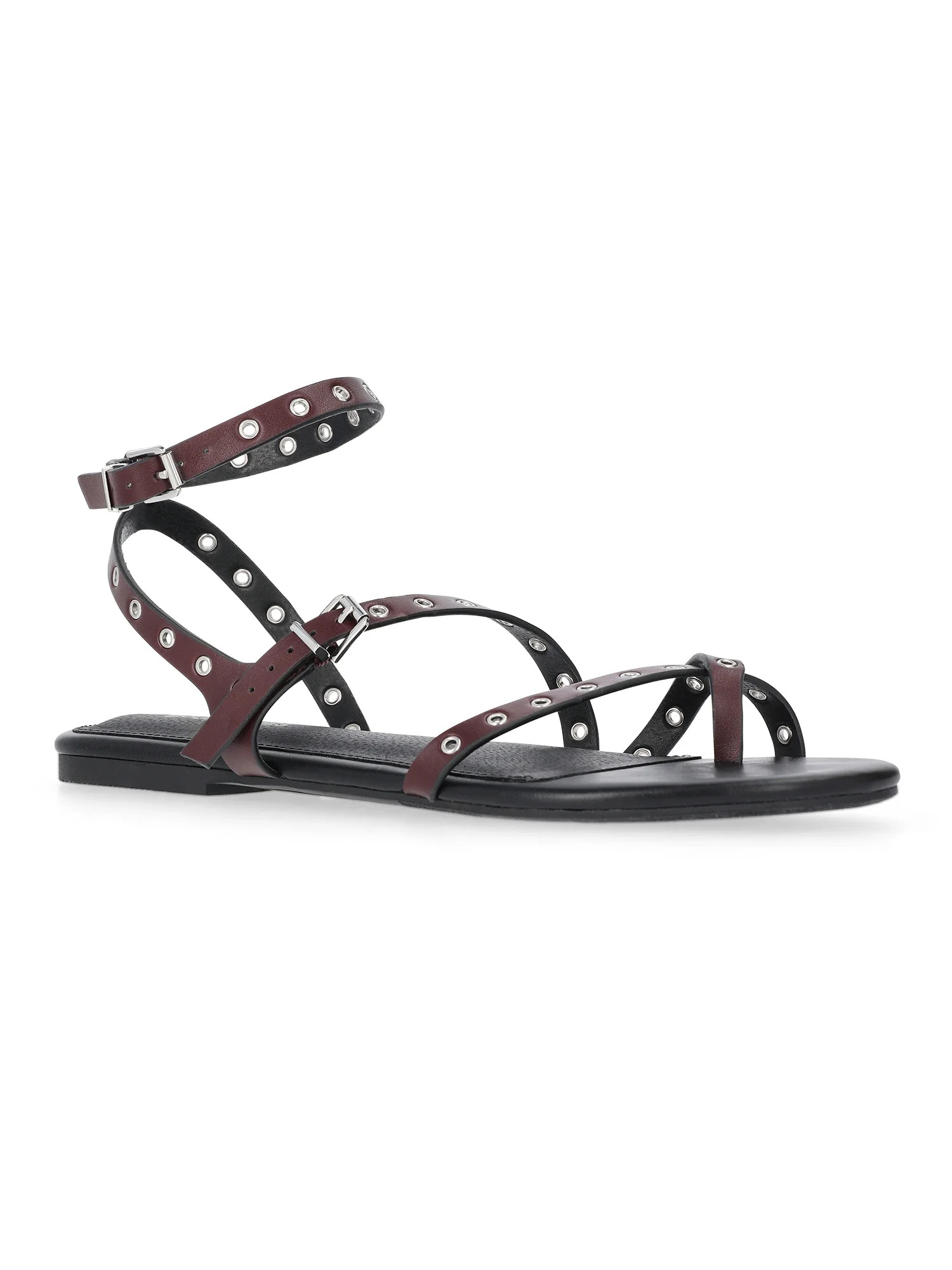 No Boundaries Strappy Flat Sandals, Women's | Walmart (US)