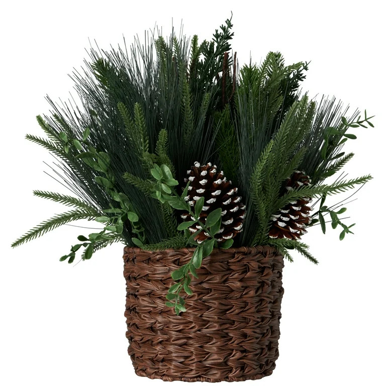 Greenery Brown Basket, 16 in, by Holiday Time | Walmart (US)