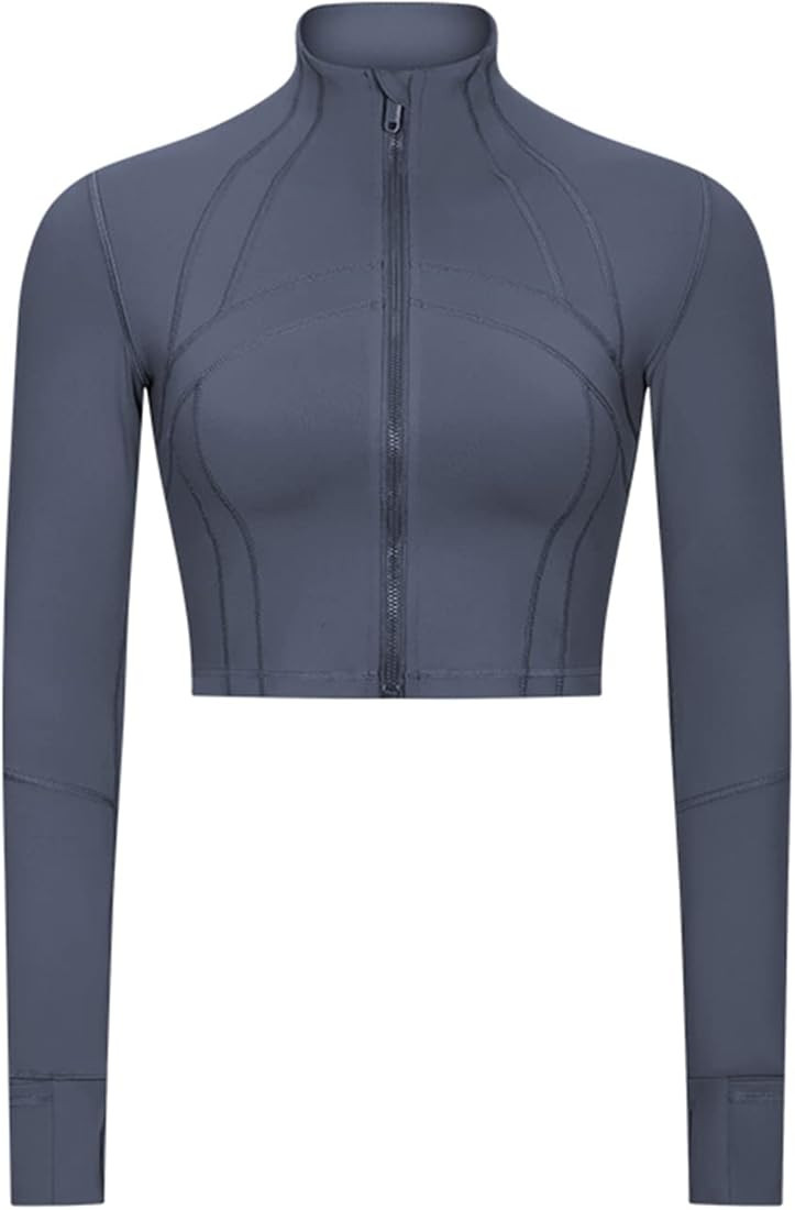 KTILG Women Workout Cropped Long-Sleeve Jackets Zip-Up Lightweight Pullover Athletic Yoga Running... | Amazon (US)