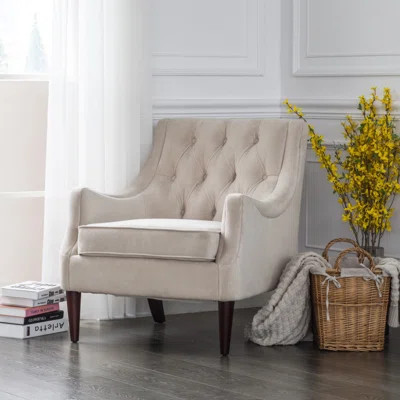 House of Hampton Koss Tufted Armchair Upholstery Colour: Buckwheat Beige | Wayfair North America