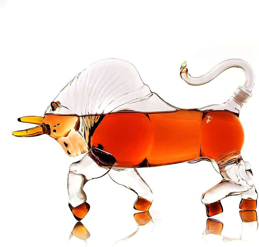 The Wine Savant Charging Bull Heads Forward Animal Liquor Decanter Made For Bourbon, Whiskey, Scotch | Amazon (US)