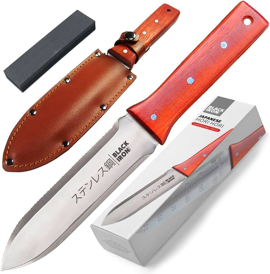 Black Iron Hori Hori Garden Knife [7 Inches, Japanese Stainless Steel] Durable Gardening Tool for... | Amazon (US)