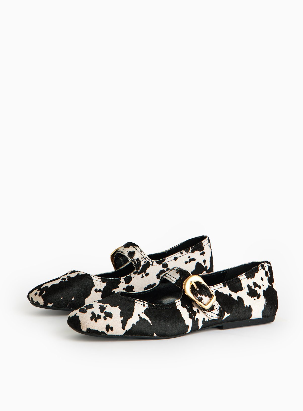 Cow Printed Leather Ballerina Shoes | Tu Clothing