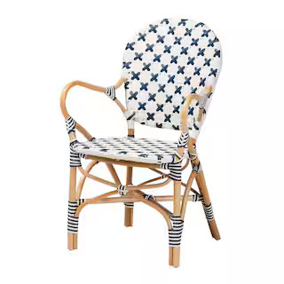 bali & pari Bryson Blue and White Weaving Natural Rattan Dining Chair 225-13113-HD - The Home Dep... | The Home Depot