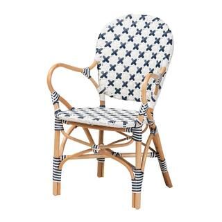 bali & pari Bryson Blue and White Weaving Natural Rattan Dining Chair 225-13113-HD - The Home Dep... | The Home Depot