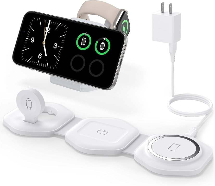 3 in 1 Charging Station for Apple Devices - Foldable Magnetic Wireless Travel Charger Multiple De... | Amazon (US)