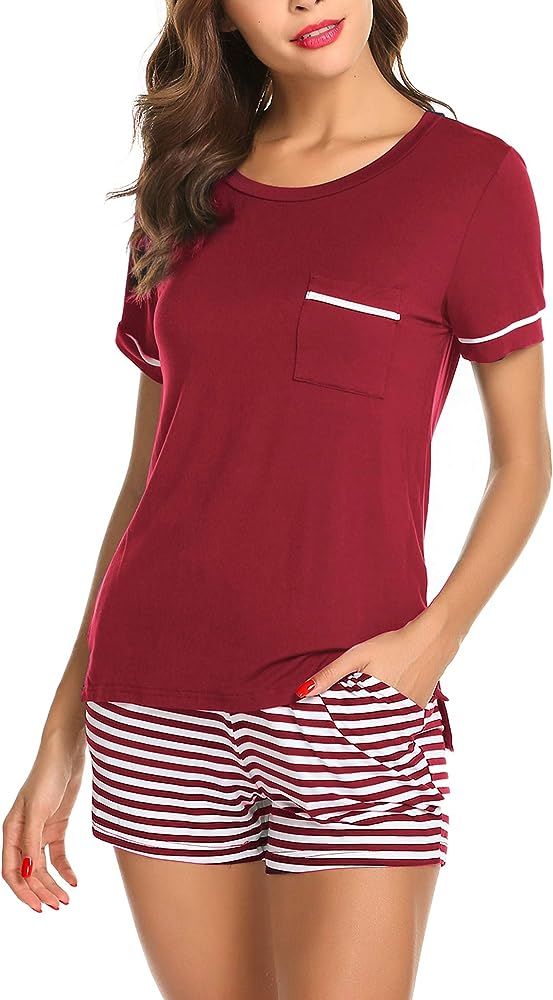 Womens Pajama Set Striped Short Sleeve Sleepwear Pjs Sets(S-XXL) | Amazon (US)