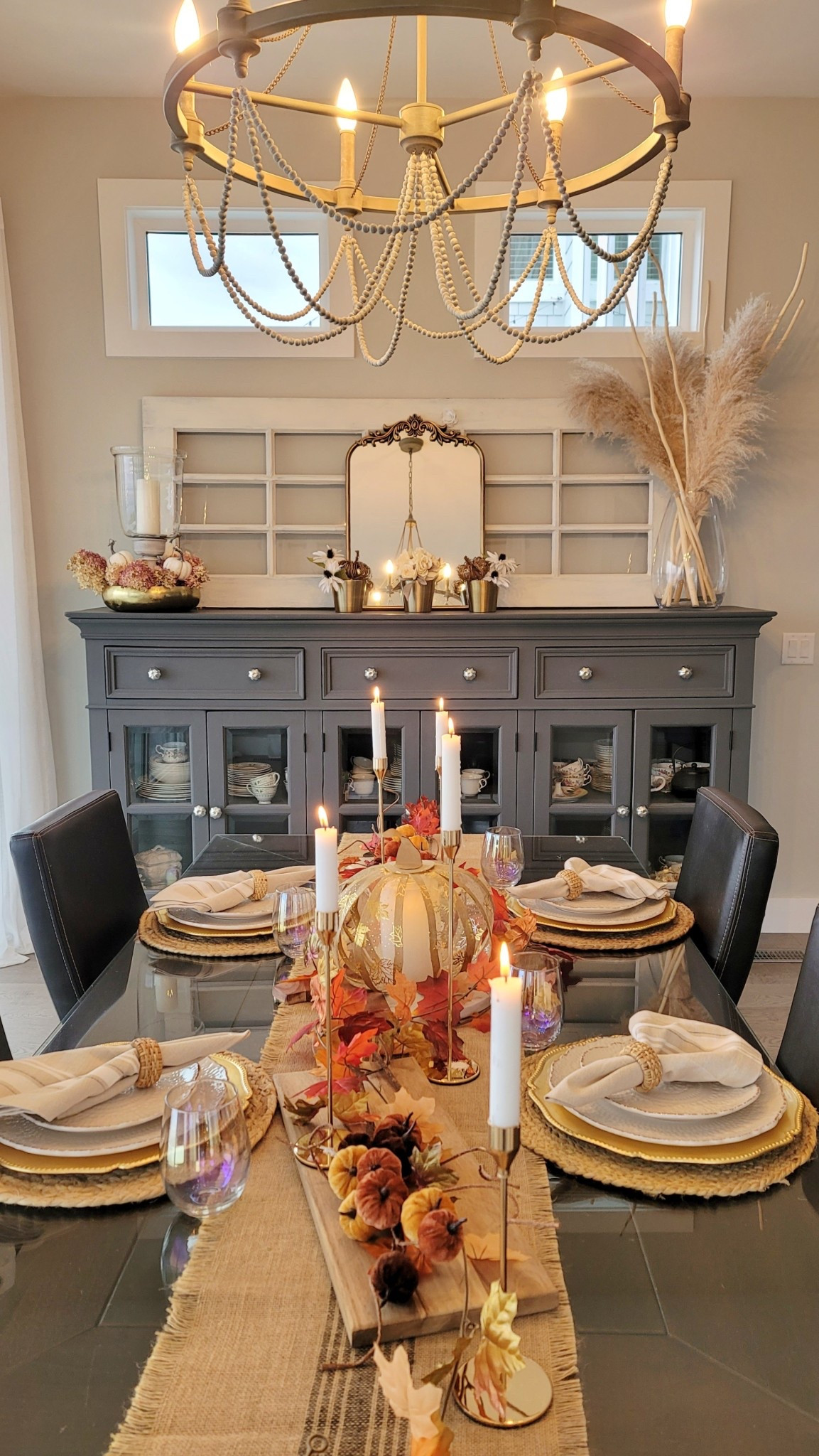 A beautiful Thanksgiving tablescape is your perfect way to tell your guests how grateful you are for them! Traditional fall colours of orange, gold and beige set a tranquil scene. Happy Thanksgiving to you!

#LTKSeasonal #LTKHome #LTKHoliday