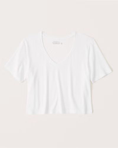 Short-Sleeve Cropped Relaxed V-Neck Tee | Abercrombie & Fitch (US)
