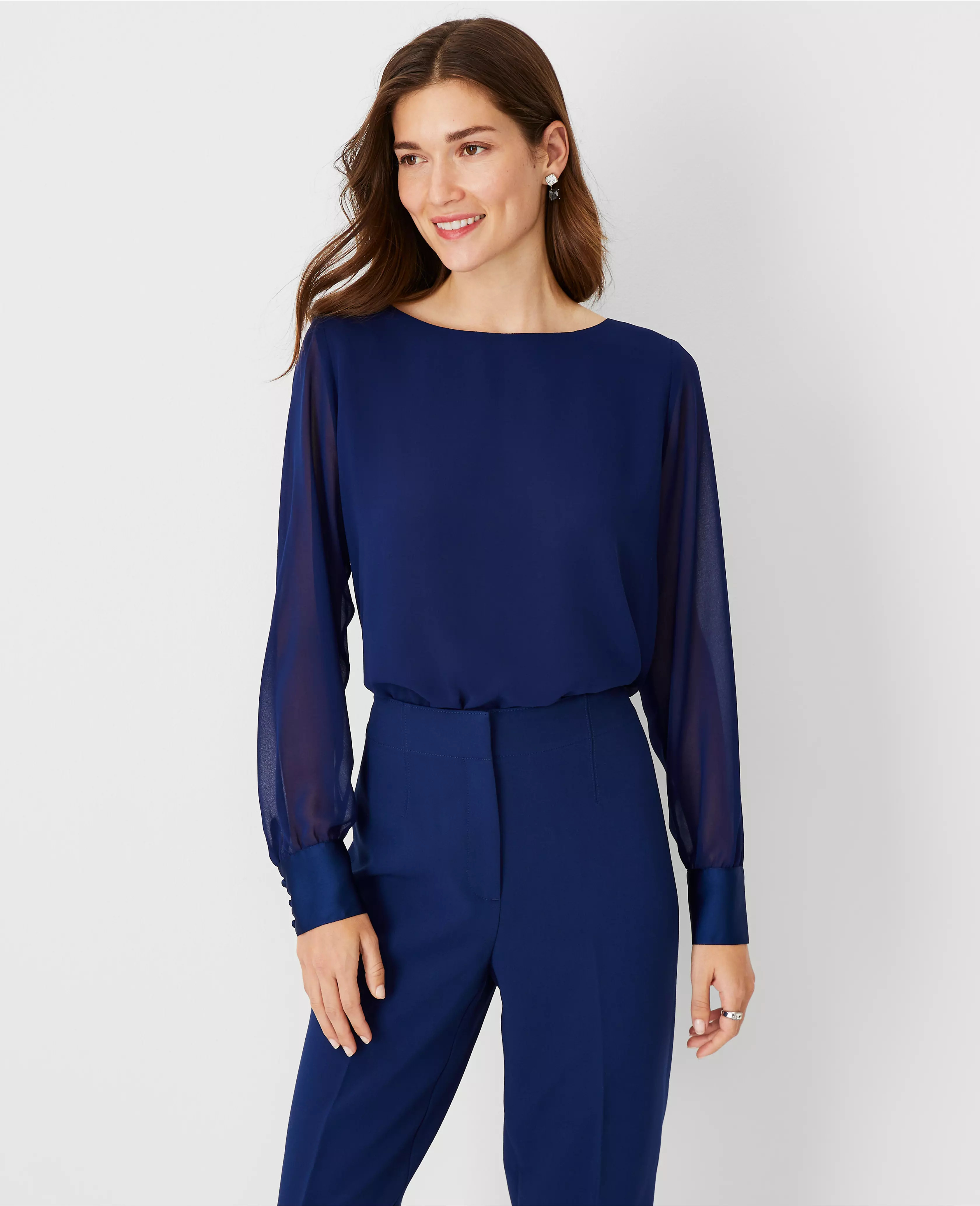 Chiffon Boatneck Blouse | Ann Taylor (US)