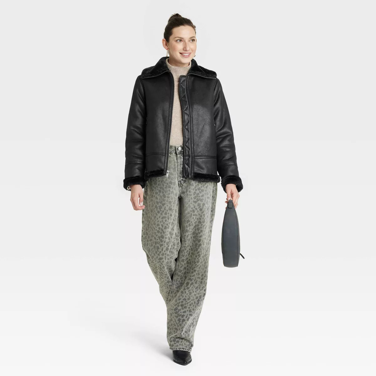 Women's Faux Shearling Jacket - Universal Thread™ Black | Target