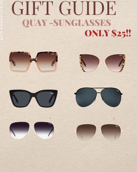 $25 Quay sunglasses or 30% off site wide 

Gifts for her - women’s sunglasses - high key - aviators - oversized sunglasses - stocking stuffers - gifts under $25

#LTKsalealert #LTKGiftGuide #LTKunder50