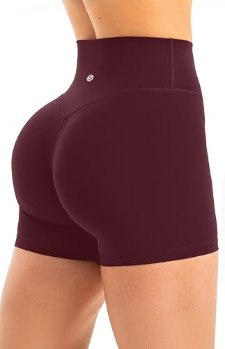 Sogetdo Workout Biker Shorts Women Scrunch Butt 4.5" Burgundy-S | Amazon (US)