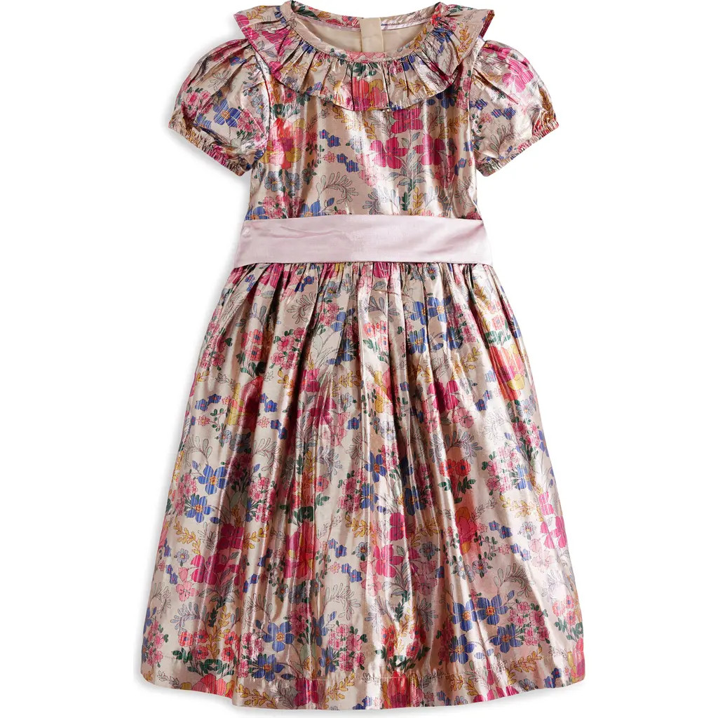 Mini Boden Kids' Metallic Floral Print Party Dress in Metallic Tapestry Floral at Nordstrom Rack, Size 7-8Y | Nordstrom Rack