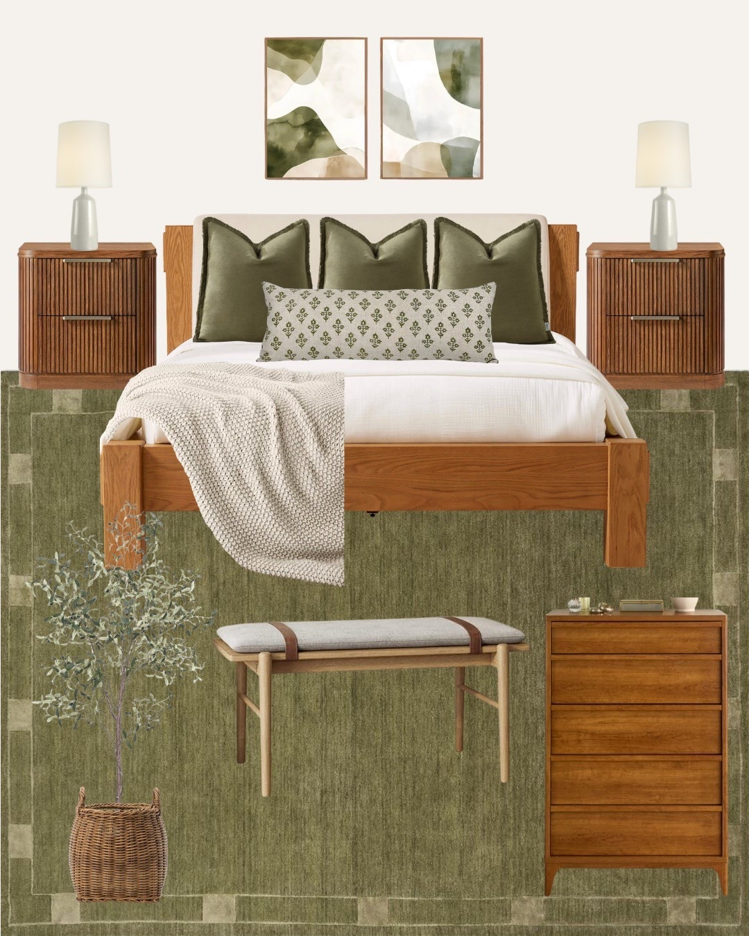 Mid-Century Modern Green Bedroom 

#LTKHome